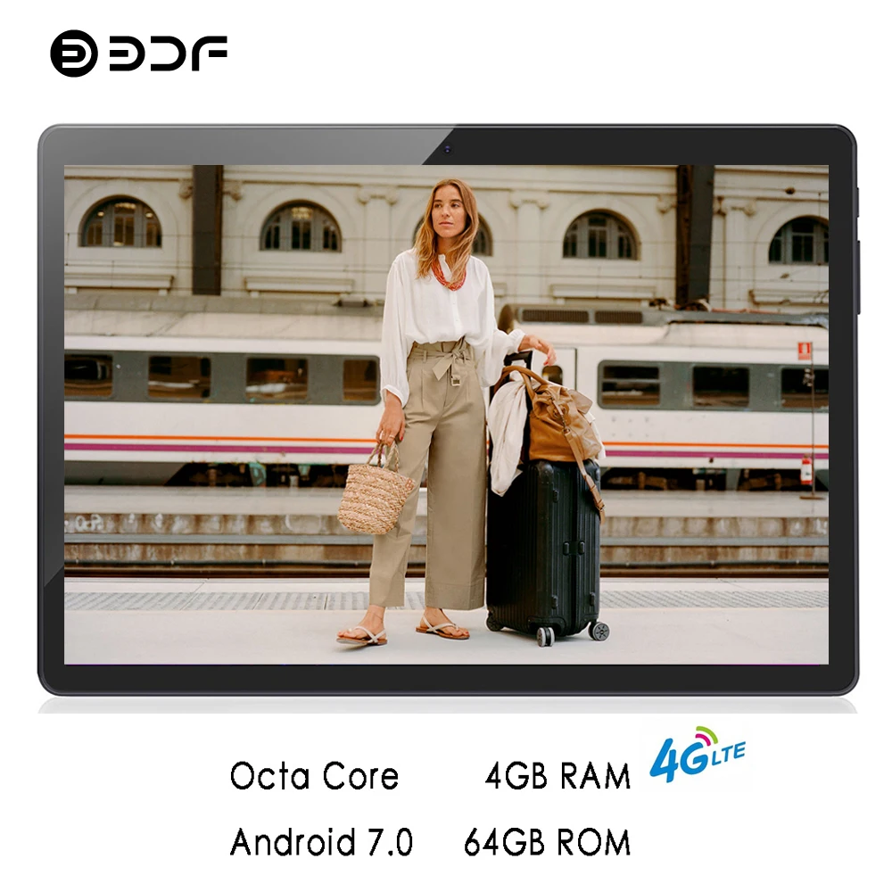 BDF Tablet 10 Inch 4G LTE Tablet Pc 4GB/64GB Android 7.0 Octa Core Tablet Android 1280*800 IPS Tab Dual Camera Pc Tablet 10.1