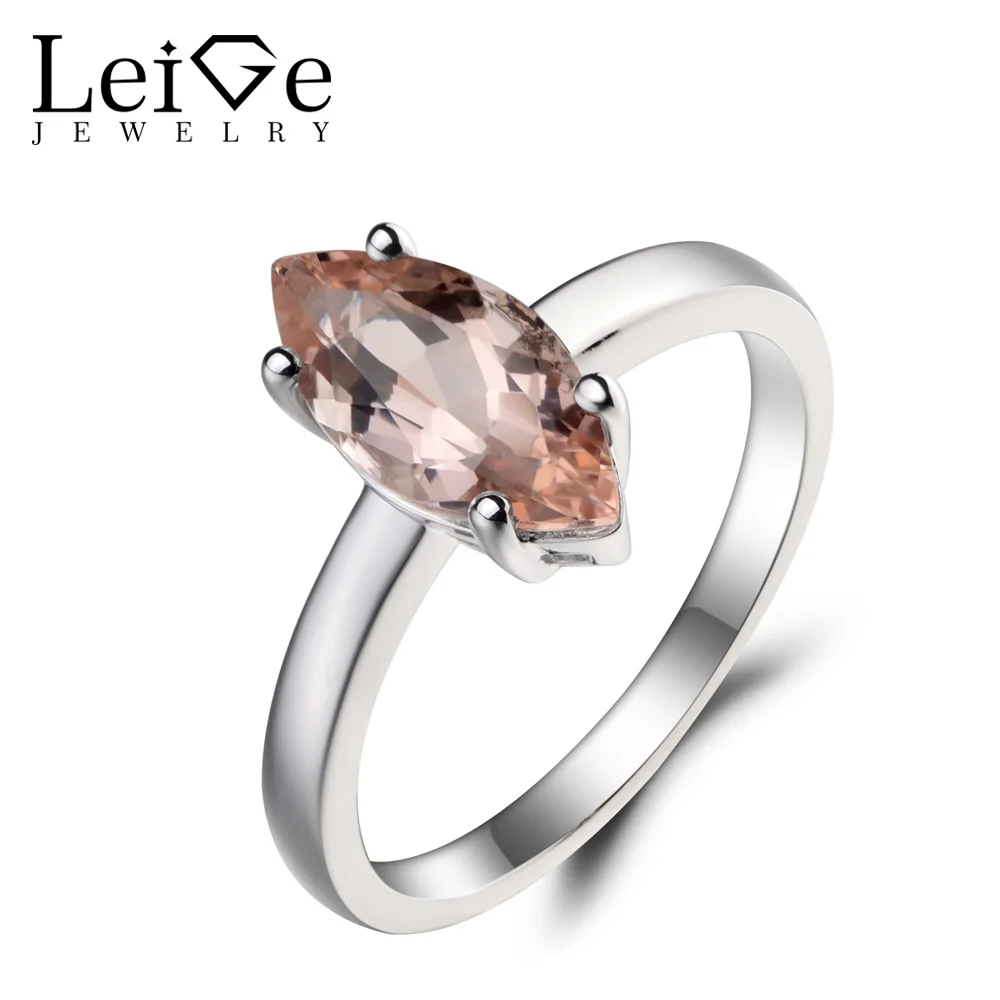 Украшения leige Solitaire кольцо обручальное кольцо натуральное с розовым морганитом кольцо огранка маркиз розовые стразы кольцо из стерлингового серебра 925
