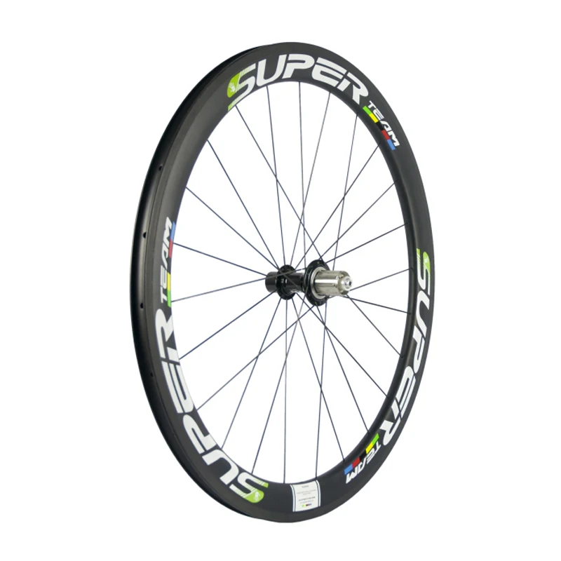 Cheap SUPERTEAM Top Carbon Wheels 50mm Road Wheelset 25mm Width Clincher/Tubular Carbon with USA T11 Handmade Hub Sapim Spoke wheels 3