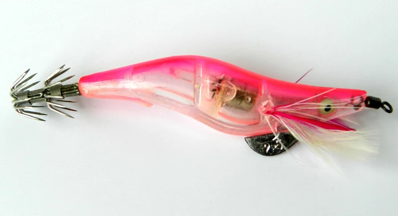 Newly 4pcs 10.5cm Shrimp Flashing LED Light Squid Jig Fishing Lure Prawn Tackle Hook BF88