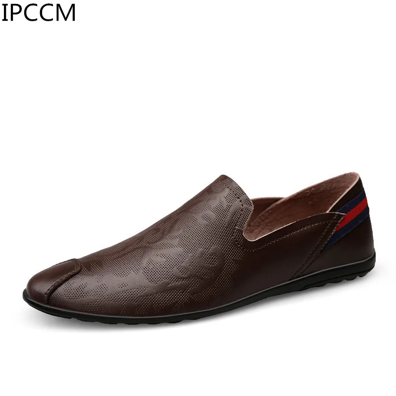 

2019 Spring New Hot Big size Genuine Leather Simple Trend Comfortable Breathable Soft Casual Men's Bean Beans Shoes