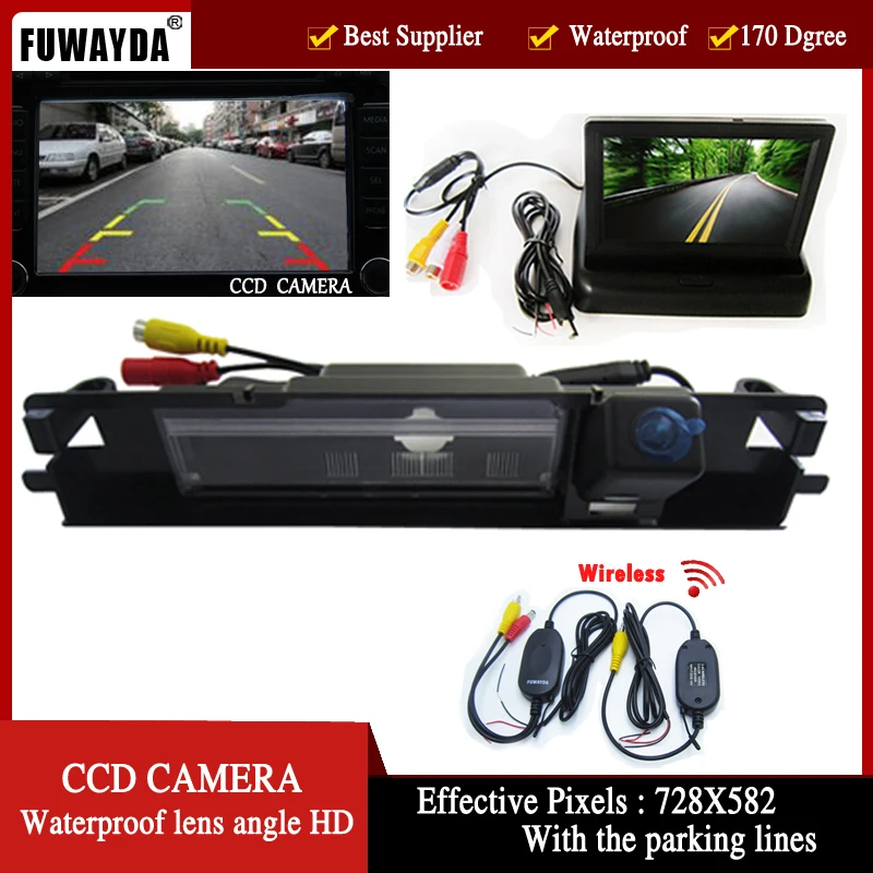 FUWAYDA wifi Обратная Автомобильная камера заднего вида CCD резервная камера с парковочными линиями со складным монитором для Toyota Yaris 2006-2012