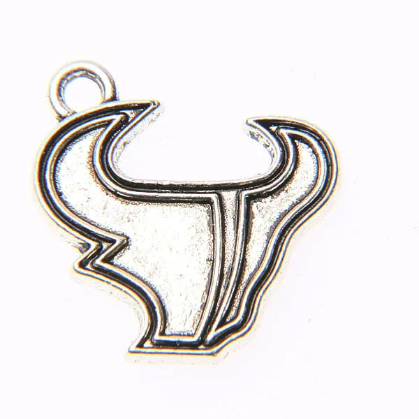

Tibetan silver plated bull head sport team logo charms 30pcs EF3534