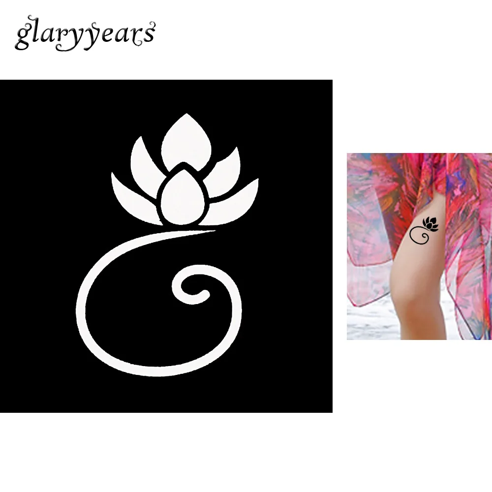 038 30 De Réduction1 Feuille De Papier Pochoir De Tatouage Au Henné Petit Motif De Lotus En Fleurs Peinture Aérographe Art Corporel étanche Modèle