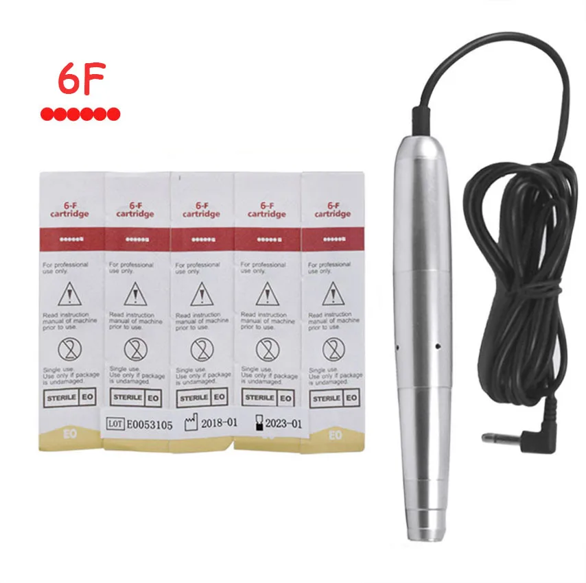 

Makeup Tattoo Needles Cartridge 6F Sterilized Permanent Makeup Eyebrow Lip Liner Microblading for Electric Machine Power Supply