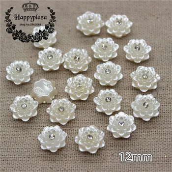 

30PCS 12mm Resin ABS Pearl Flower Rhinestone Flat Back Scrapbook Craft/Wedding Decoration