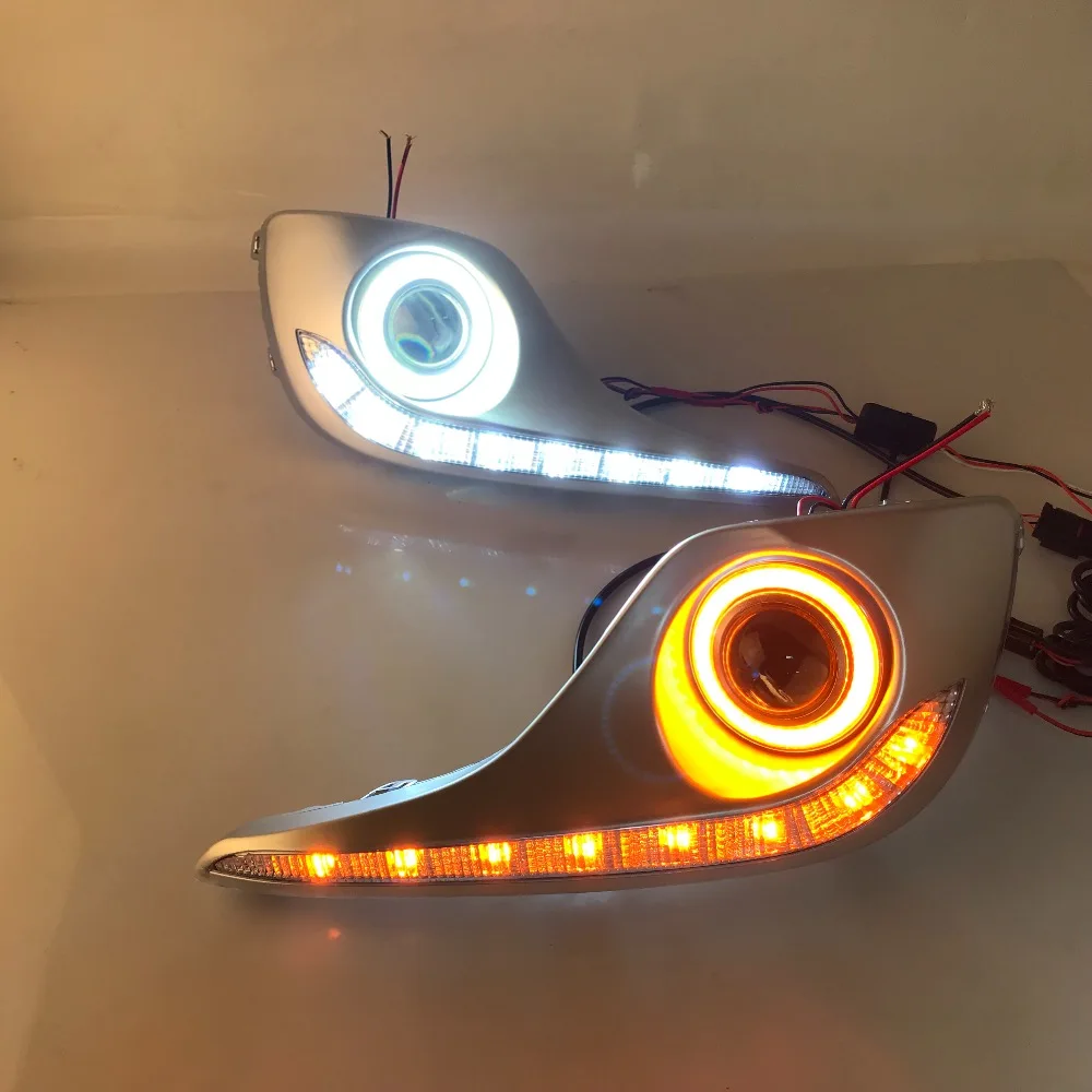 RQXR противотуманная фара вождение свет в сборе для Toyota Highlander cob angel eye светодиодные дневные ходовые огни сигнал поворота синий ночной режим