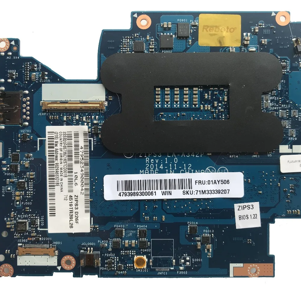 KEFU ZIPS3 LA-A342P Laptop motherboard for Lenovo YOGA 12 S1 Laptop Motherboard I3-5005U CPU 4GB RAM original tested