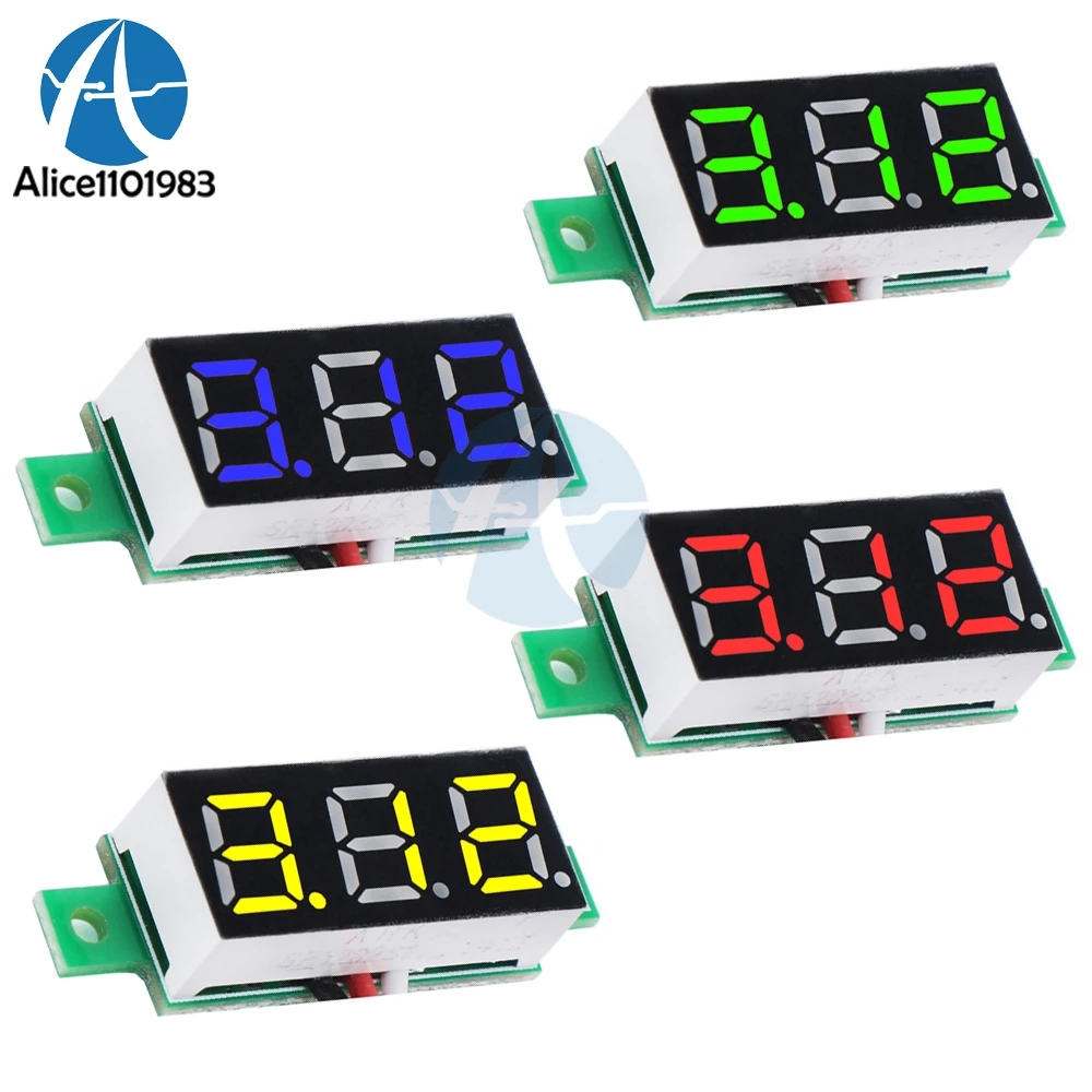 

Yellow Blue Green Red 0.28 Inch 0.28'' 3 Bits Wire Mini DC Digital Panel Voltmeter Panel Mount LED Voltage Meter Tester