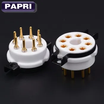 

2PCS High Quality Ceramic K8A 8pin Tube Socket Base Gold Plate Brass Audio For KT66 KT88 6SL7 6SN7 6V6 Etc Vacuum Tube Socket