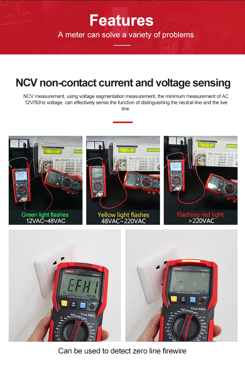 UNI-T UT89X Профессиональный NCV Цифровой мультиметр 20A высокий ток AC/DC/Емкость/сопротивление/Триод/температура тест True RMS