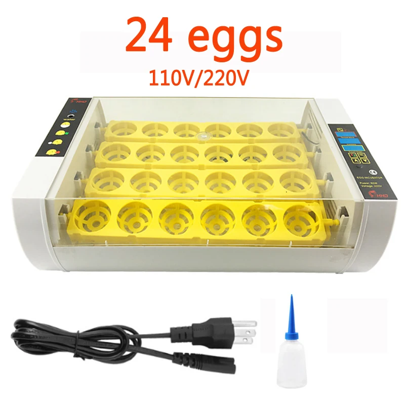 

110V/220V Large Capacity Practical 24 Eggs Mini Incubator For Chicken Poultry Quail Turkey Eggs Home Automatic Egg Turning