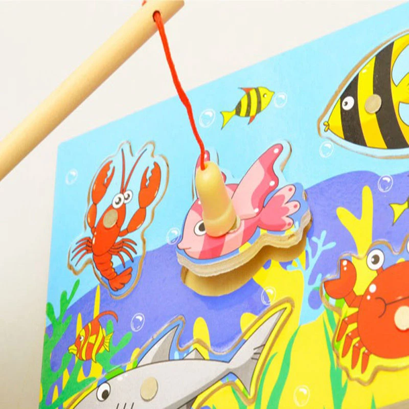 Новый детский Океанский пазл доска магнитная удочка игрушка детская деревянная