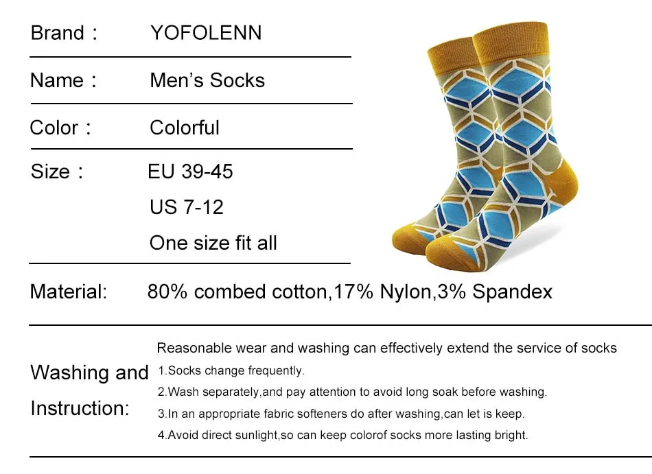 1 пара забавные Для Мужчин's чесаный хлопковые носки для человека с длинным дышащая Повседневное Happy socks Для мужчин Прохладный Новинка