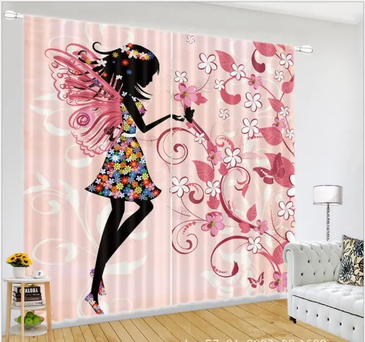 

Butterfly Girl bedroom Luxury 3D Window Curtains Living Room wedding decorate Cortinas Drapes Rideaux Customized size pillowcase