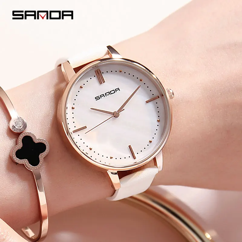 

SANDA Women Watches Leather Strap Quartz Watch Women Fashion Luxury Brand Ladies Watch reloj mujer Female Gift bayan kol saati