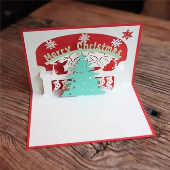 

100pcs Handmade Christmas Tree Design Merry Christmas Cards Kirigami & Origami 3D Pop UP Greeting Card for Kids Friends ZA5140