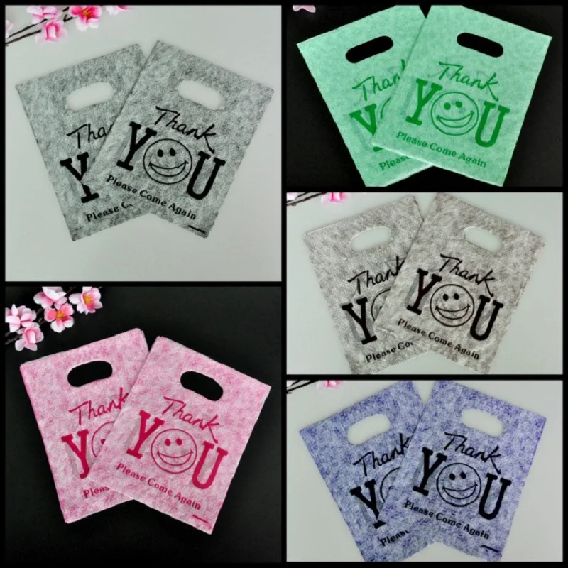 

Hot Sale Plastic Bags 100pcs/lot 15x20cm with Handle Packaging Bags Gifts Candy Storage Bags Pouches for Retailer Supermarket
