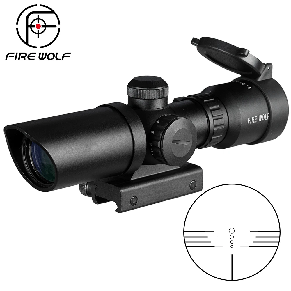 

1.5-5X32 Short Scope Hunting Riflescope Red Dot Green Illuminated Optical Sight Rail 20mm Crossbows For Hunter Airsoft Weapons