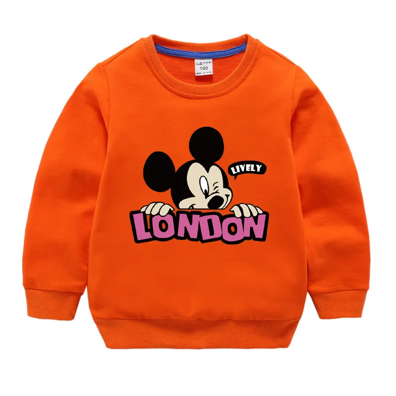 nacarat DISNEY с Микки-Маусом детская одежда Свитер с длинными рукавами для маленькие девочки и мальчики куртка Утепленная одежда толстовки с капюшоном, топы для детей - Цвет: nacarat