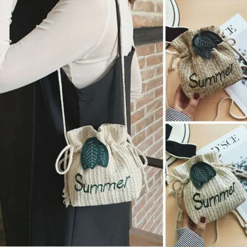 

Hot Women Straw Bag Small Fresh Straw Woven Cross Body Beach Bag Ins Style