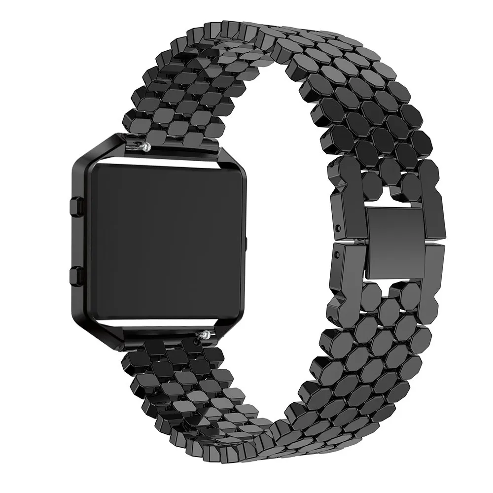 Повязка с кристаллом из нержавеющей стали для Fitbit Blaze Смарт сменный ремешок для часов Ремешок для Fitbit Blaze браслет аксессуары для часов - Цвет ремешка: Черный