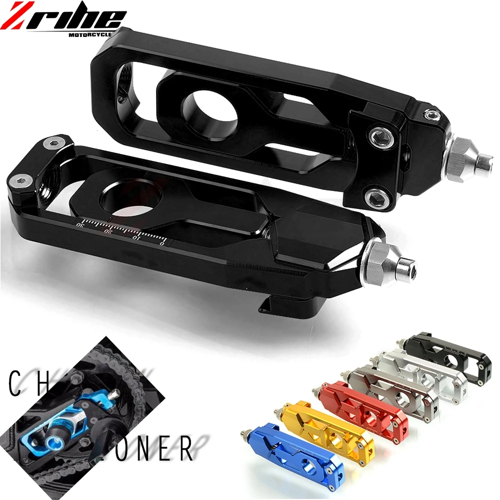 Motorcycle CNC Rear Axle Spindle Chain Adjuster Block Tensioners For