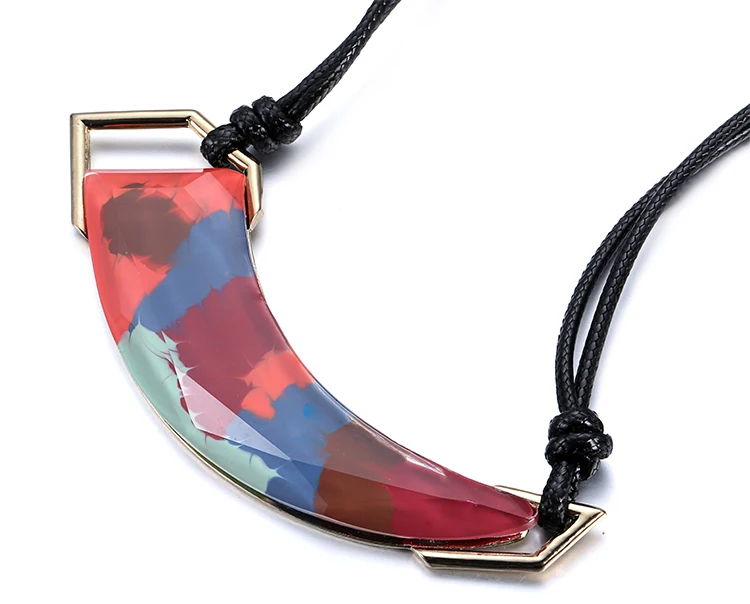 Geometric resin painted necklace black rope chokers necklaces new winter women trendy enamel statement necklace eManco