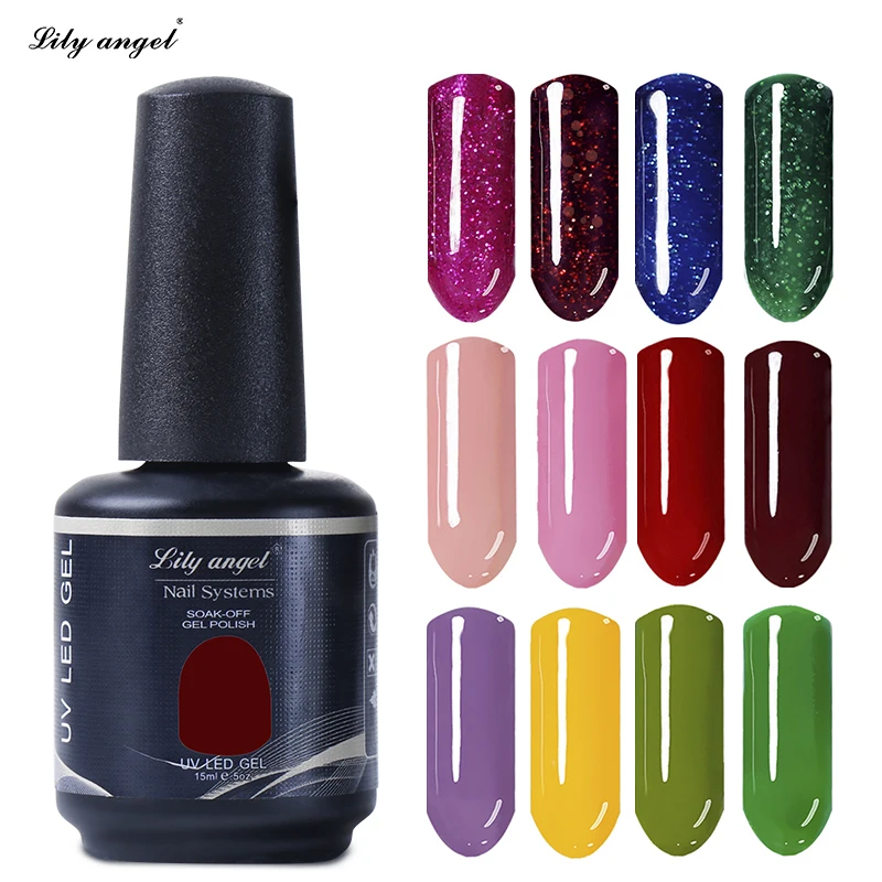 

Lily angel 15ml 6Pcs/Lot UV Lamp Soak Off UV Gel Nail Polish Varnish Semi Permanent Gel Polish lacquer Z25