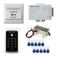 DIY 125KHz RFID Black Controller Access Control Kit for 1 door access control+cabinet lock+door switch+power+10 key fob
