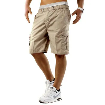 

Plus Size New Safari Style Mens Solid Black Khaki Casual Shorts Cotton Casual Summer Half Pant Stretch Slim Fit Short