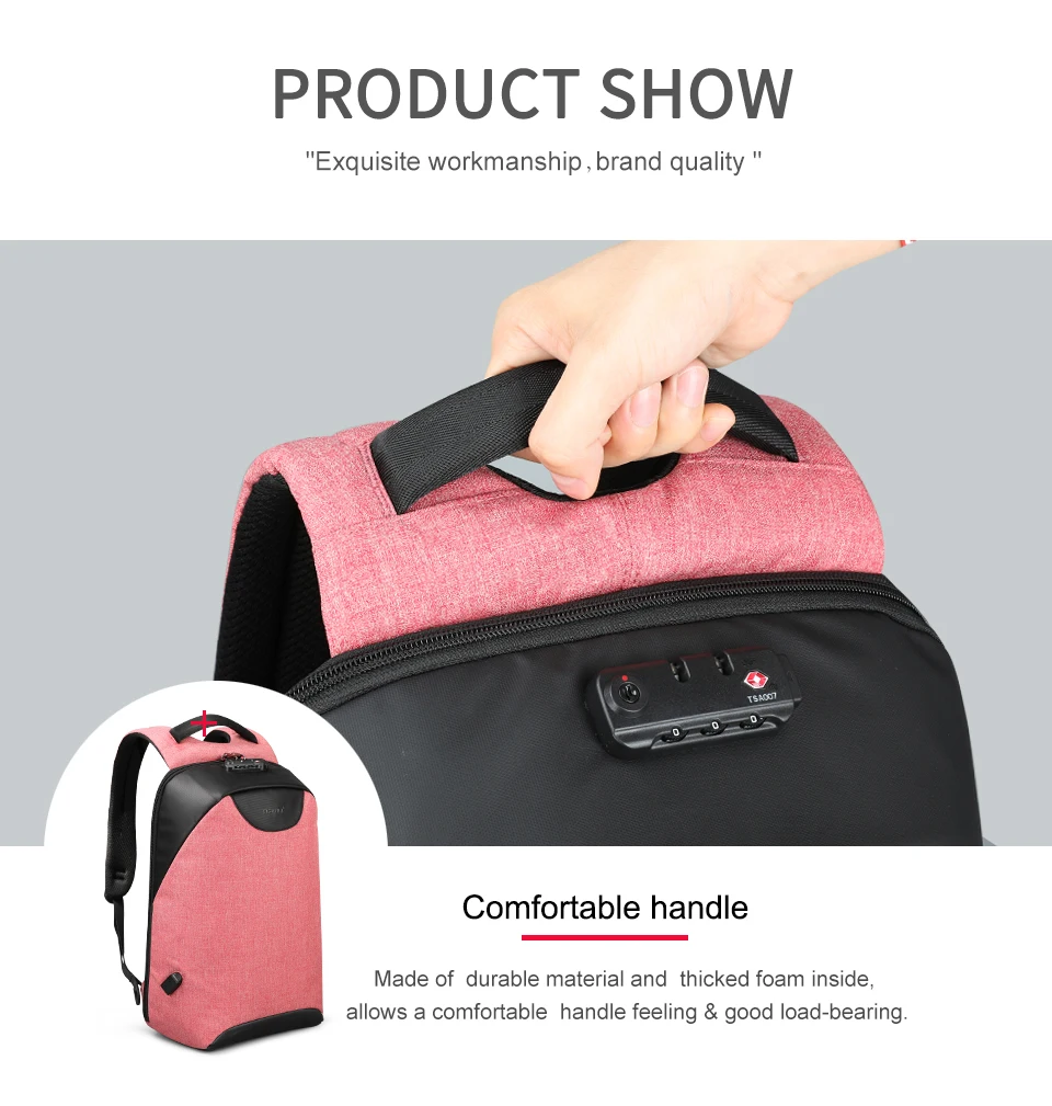 Roubo de Viagem Femininas para Adolescentes Escola à Prova Água do Vintage Moda Bloqueio Polegada Feminina Anti Usb Mochilas Dwaterproof Tsa 15.6 17 High Quality Bolsas e Malas