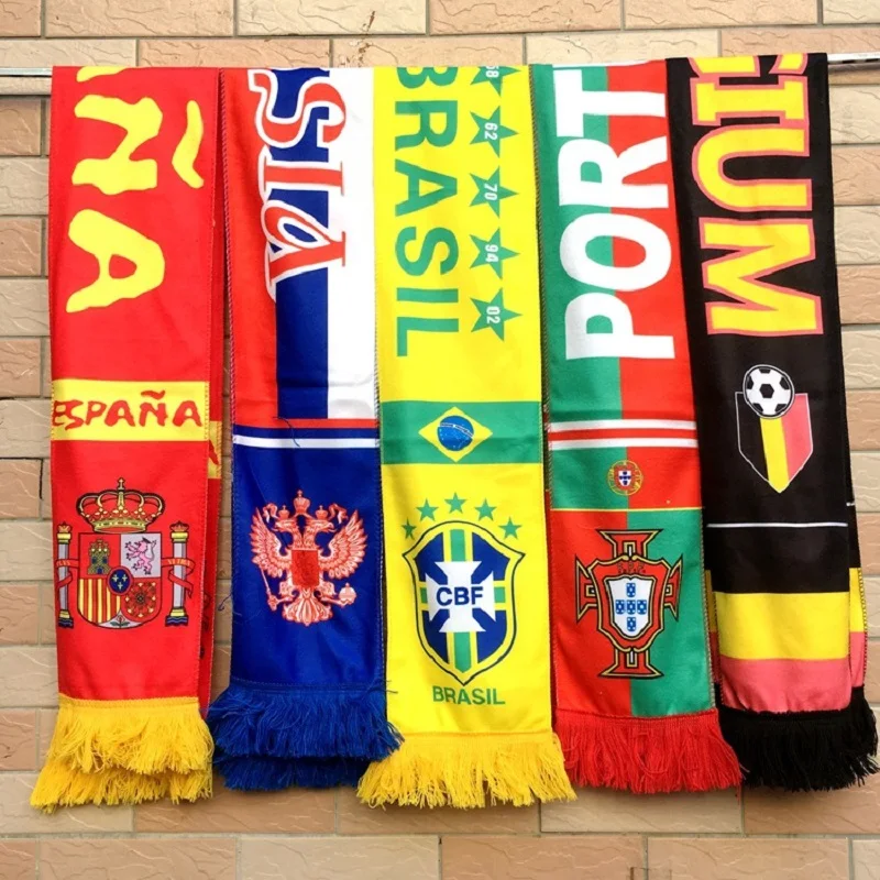 روسيا لكرة القدم المشجعين وشاح لكرة القدم مروحة وشاح البرازيل الأرجنتين اسبانيا المنتخب الوطني الصياح هتاف راية