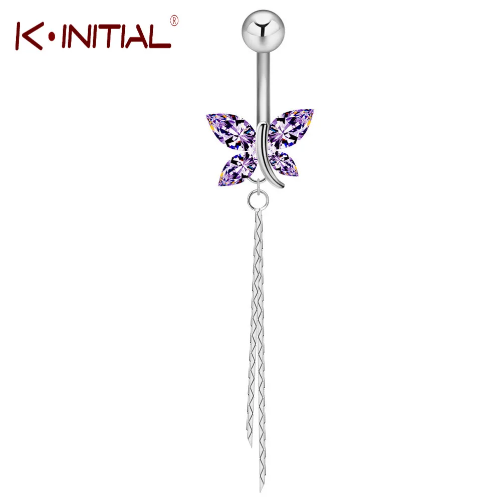 Kinitial 1pcs Chic Butterfly Cz Piercings Jewelry Womens Sexy Belly