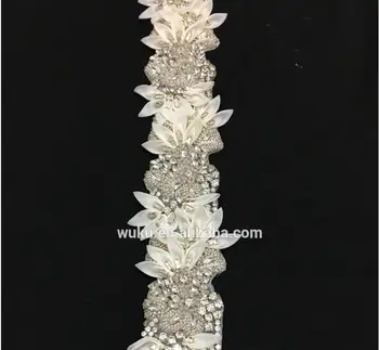 

1 yards retail handmake champagne flower decorative sash belt applique patch