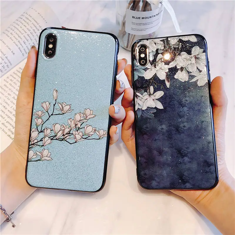 

Glitter vintage flower case For Oneplus 6 6T 6 T Back cover For oneplus6 Oneplus 5 5t 5 T 1+6 1+5 capa coque fundas shell