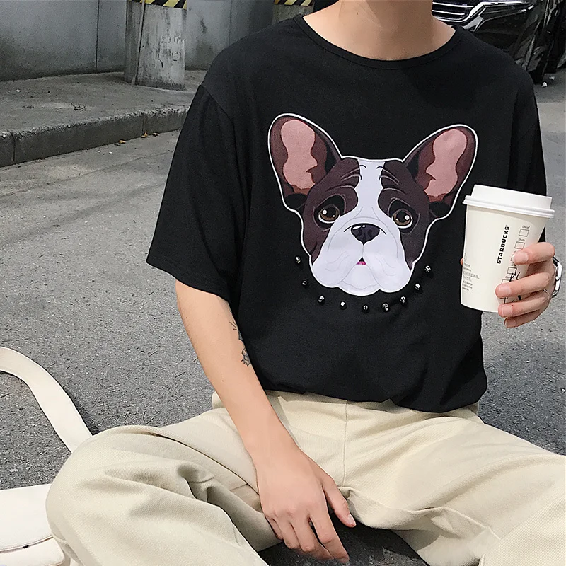 2018 spring summer leisure 5 sleeve T shirt male cute dog han edition