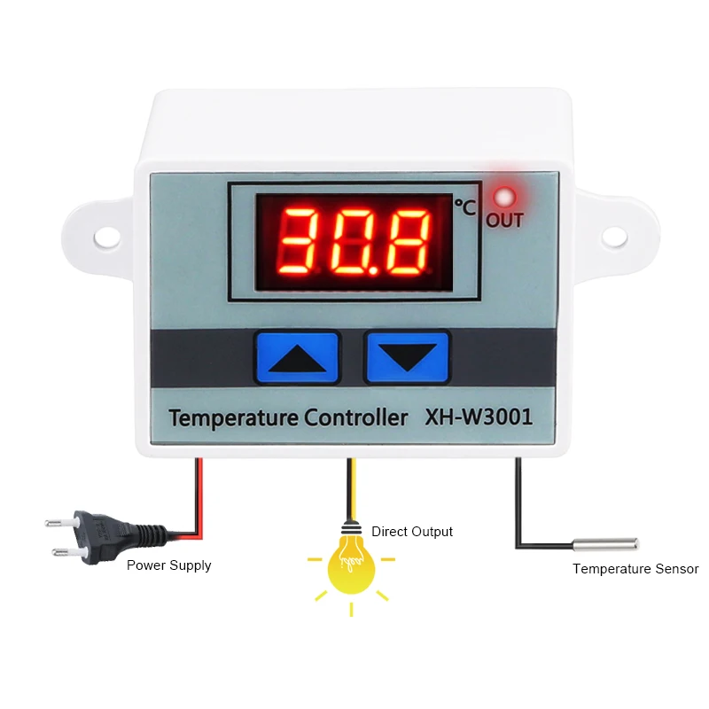 XH-W3001 12/24/220V Цифровой Управление Температура термостат для инкубатора Max 10A охлаждения и нагрева переключатель NTC10K терморегулятор