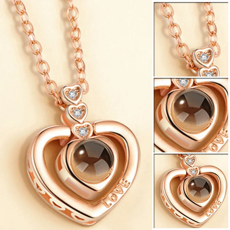 2019 модное ожерелье из розового золота и серебра с надписью I Love You на 100 языках