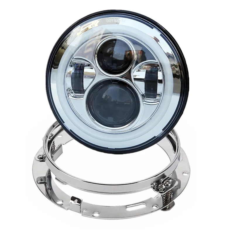Round LED Projector Headlights White Halo Ring Angle Eye DRL& Turn Signal Lights For Harley Davidsion Motorcycle, 1997-2015 Jeep Wrangler JK LJ_