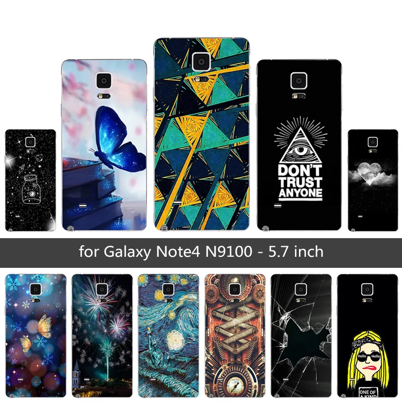 Чехол для Samsung Note 4 силиконовая задняя крышка чехол телефона Galaxy note4 с принтом в