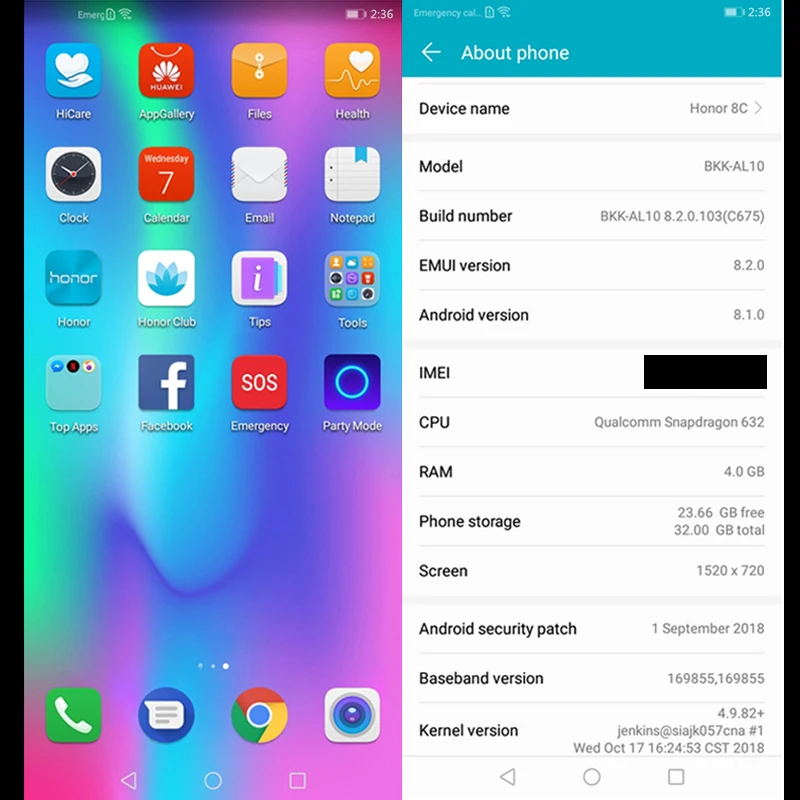 Цена Оригинал honor 8C 6.26in распознавание лица Snapdragon 632 Восьмиядерный фронтальный 8.0MP двойная задняя камера 4000 мАч 3 слота дл