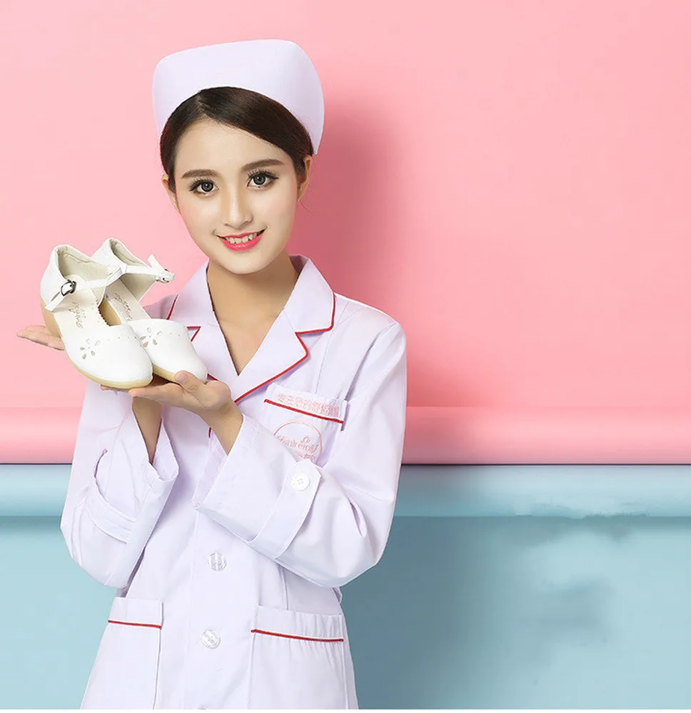 Мягкие летние высококачественные белые женские сандалии на танкетке для медсестры и доктора Больничная медицинская Рабочая обувь Летняя дышащая перфорированная обувь для сада