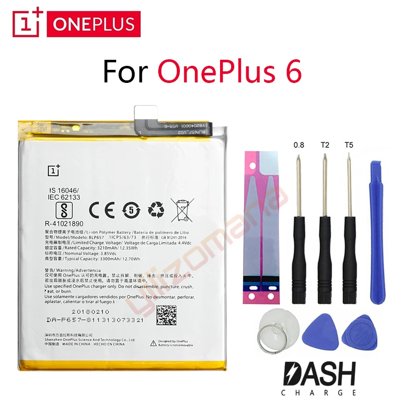 

ONEPLUS Original Phone Battery For OnePlus 6 A6001 BLP657 3210/3300mAh High Quality Replacement Li-ion Batteries Free Tools