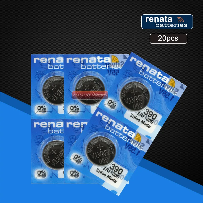20 шт., розничная, бренд Renata, долговечный 390 SR1130SW 389 LR54 AG10, батарейка для часов, кнопка, монета, ячейка, швейцарское производство