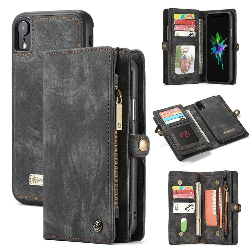 

Luxury Flip Wallet Card Bag Phone case For iPhone 6 7 8 Plus Leather Bracket Separable PU For iPhone X XR Xmax Back Cover Case