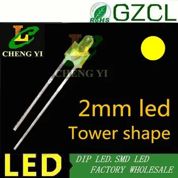 

Free shipping Yellow 2mm nipple led diffused indicator two-pin dip led 2.0-2.5V 2mm light diode