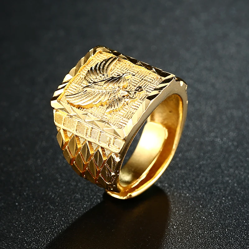 Кольцо в стиле панк рок с орлом мужское кольцо золотого цвета регулируемым