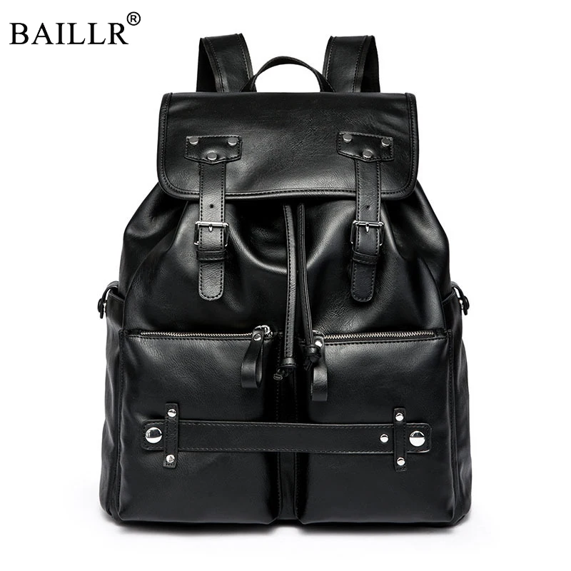 

New Promotions Vintage PU Leather Men Leisure Backpacks Preppy Style School Backpack Male laptop Teenagers shoulder bag Rucksack