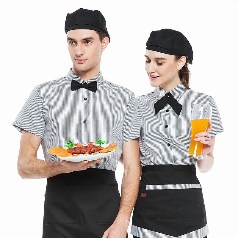 5 get 15 off 10 get apron Man woman short sleeve coffee shop restaurant hotel